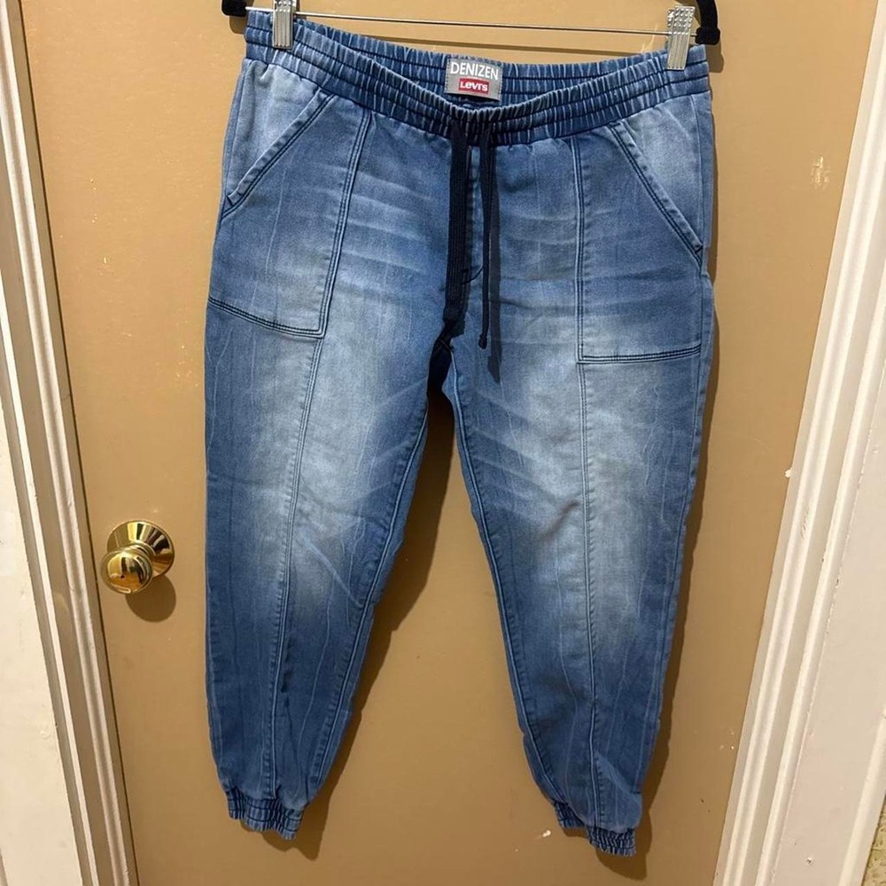 Denizen Levis Jogger Jeans Womens 7 W28 Blue Good Elastic Waist Patch Pocket